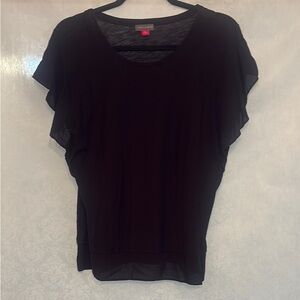 Vince Camuto Black Ruffled Flutter Sleeve Blouse